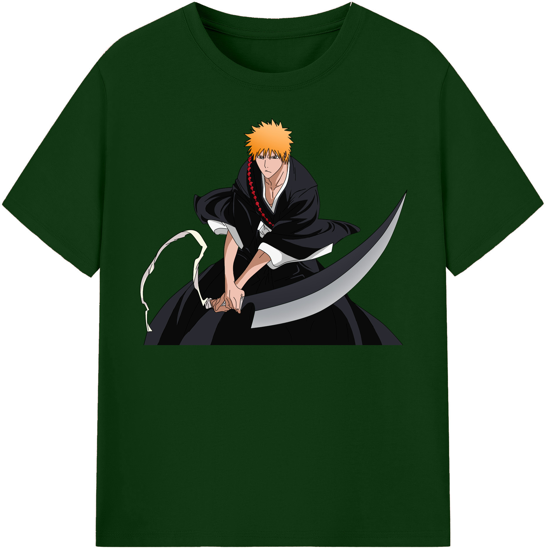 （画像用） ブリーチ 黒崎一護（くろさき いちご）BLEACH Kurosaki Ichigo 綿100％半袖Tシャツ（フロントプリント）